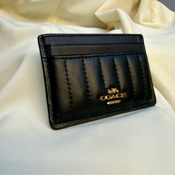 Coach Handbags - COACH Linear Quilting Card Case in Black Nappa Leather 2980